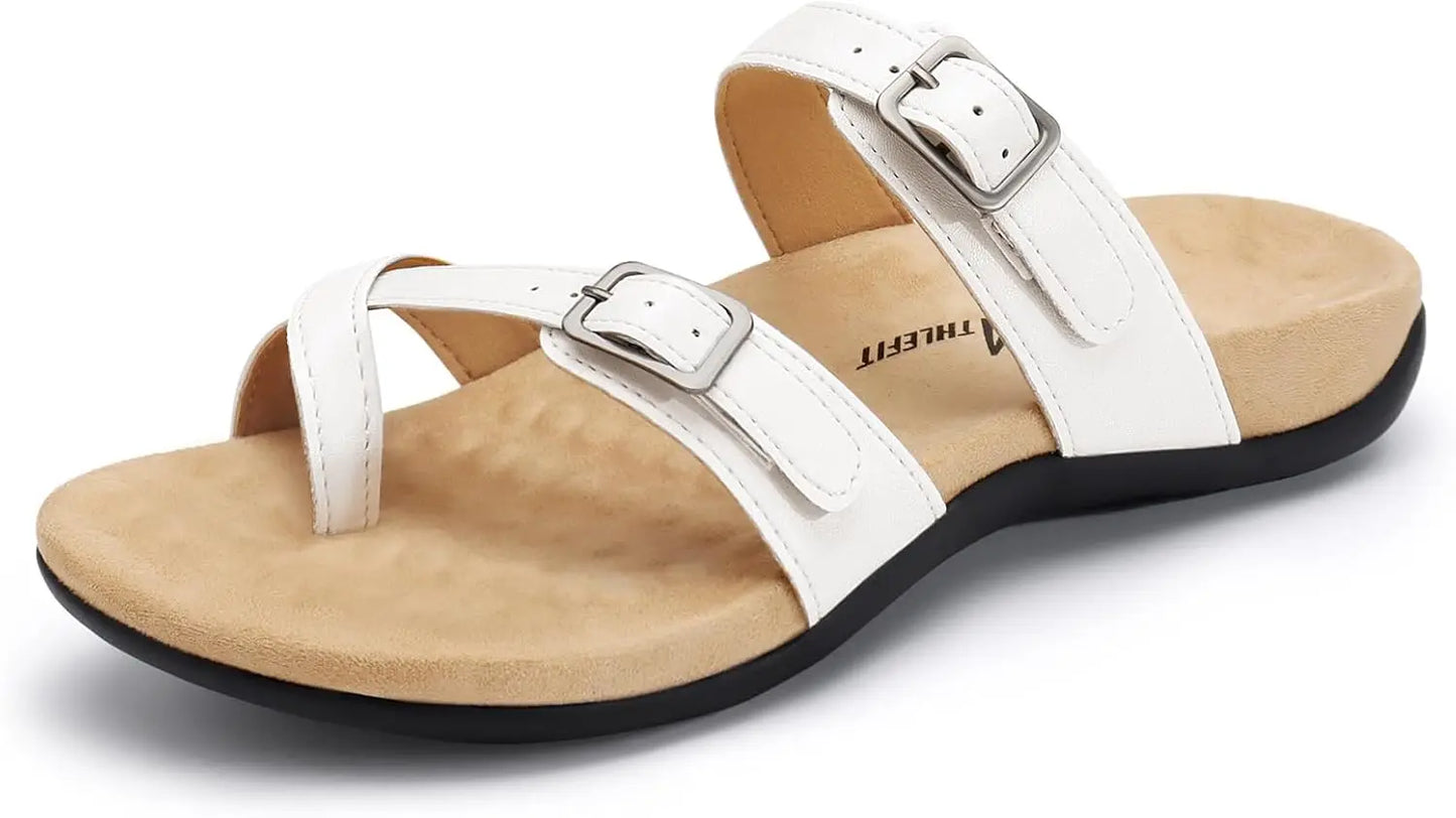 Orthopedic Sandals for Women Wide Width Adjustable Comfort Orthotic Flip Flops with Arch Support