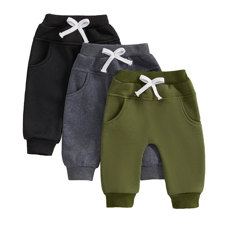 Infant Boys Jogger Pants 3 Pack Soft Cotton Blend Trousers