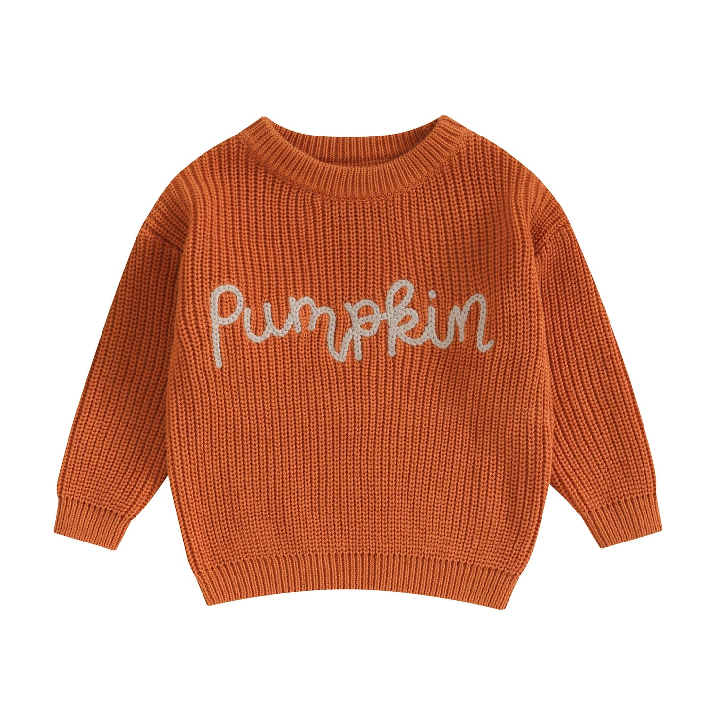 Citgeett Autumn Toddler Girls Winter Knit Sweater Long Sleeve Crewneck Letter Embroidery Pullover Knitwear Fall Clothes