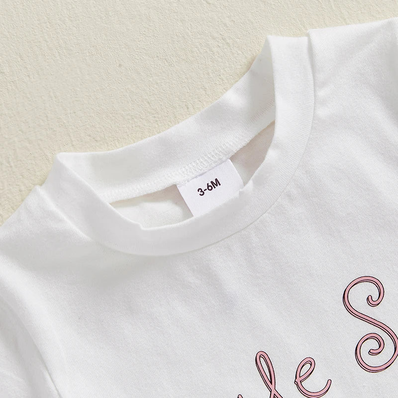 Lioraitiin Baby Girl Shorts Set Bow Letter Short Sleeve T-Shirts Plaid Elastic Waist Skorts Summer Outfit 2024