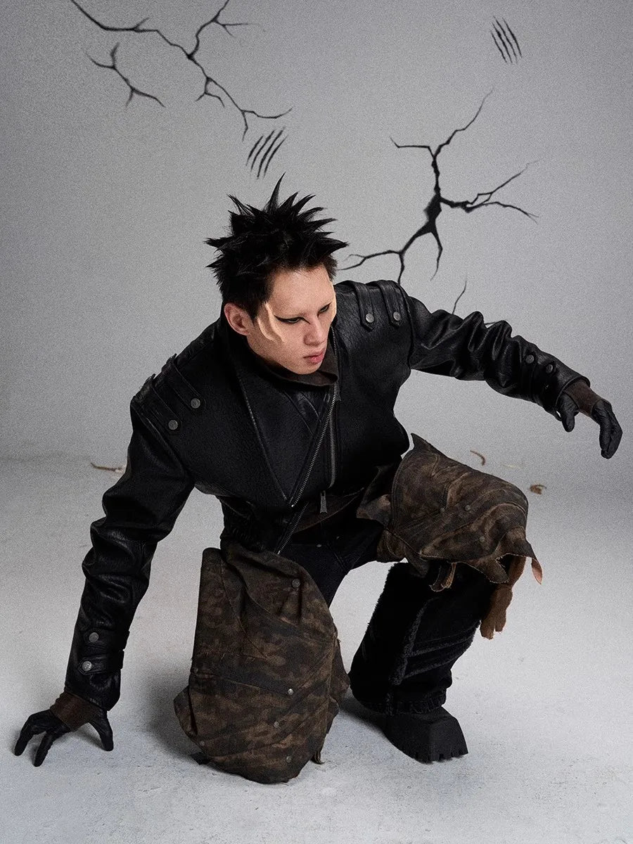 Mauroicardi Spring Autumn Black PU Leather Jacket for Men Zipper Closure Luxury Designer Vintage Streetwear 2025