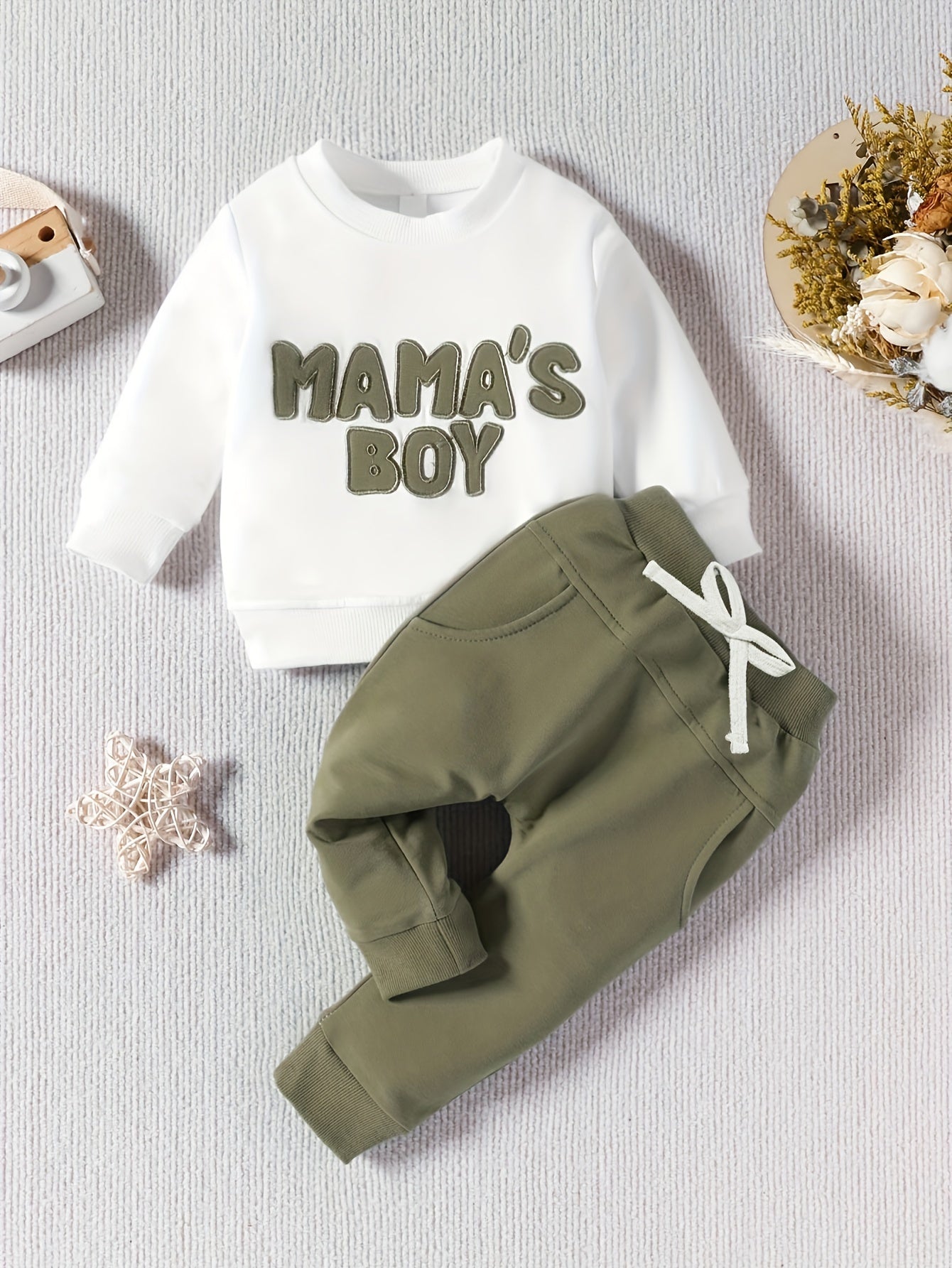 Toddler Baby Boy Clothes Mama's Boy Print Long Sleeve Set