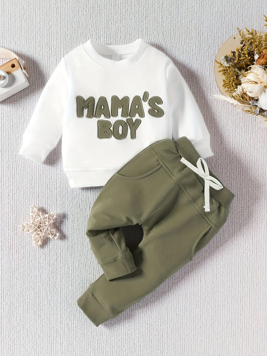 Toddler Baby Boy Clothes Mama's Boy Print Long Sleeve Set