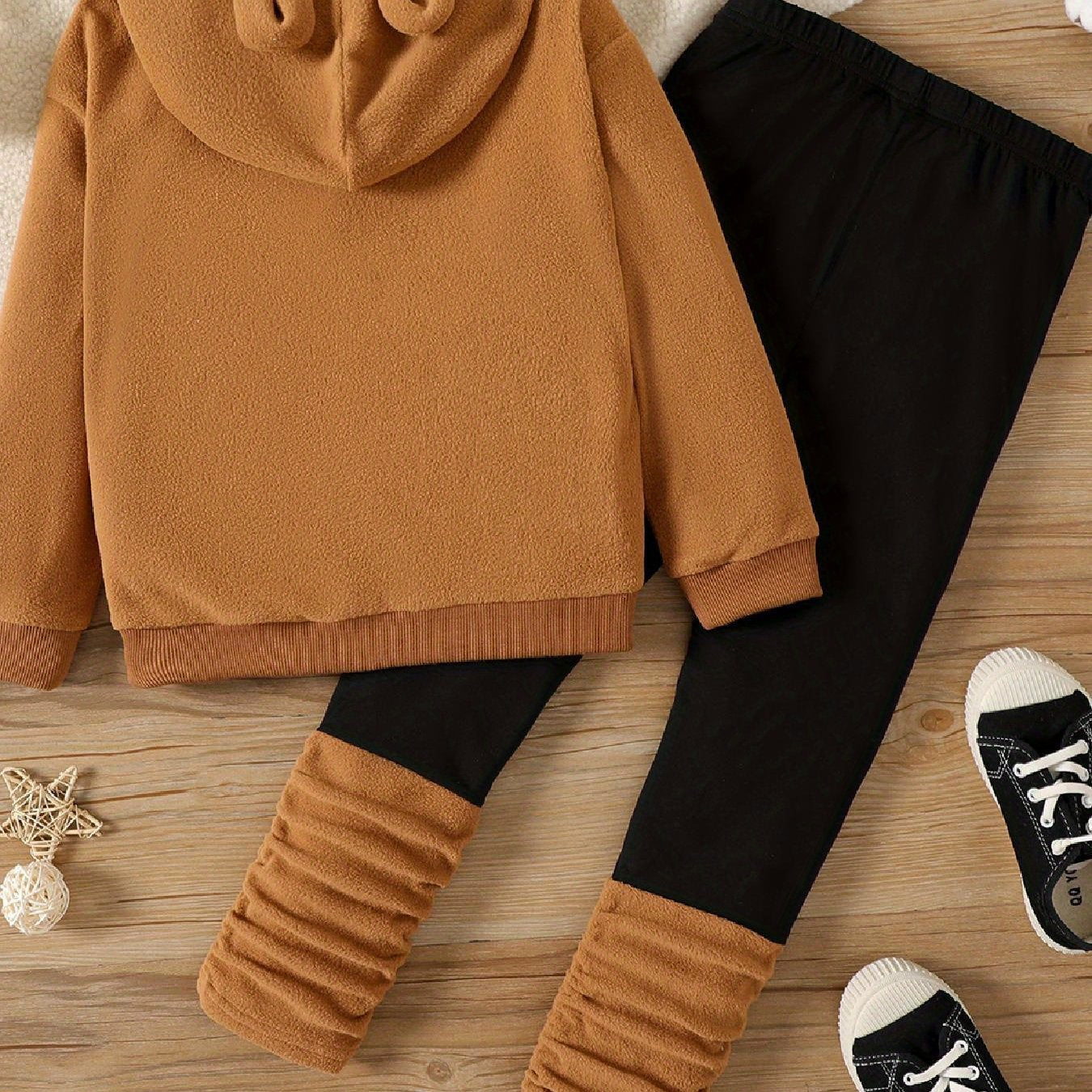 PatPat 2pcs Kid/Toddler Girl Polar Fleece Hoodie Set for Outdoor