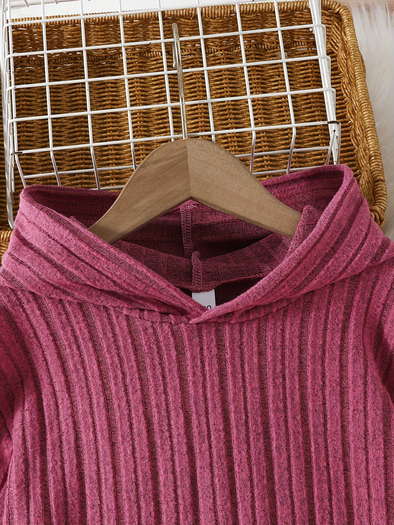 2 Piece Cute Girls Spring and Autumn Texture Hoodie Brushed Warm Pants