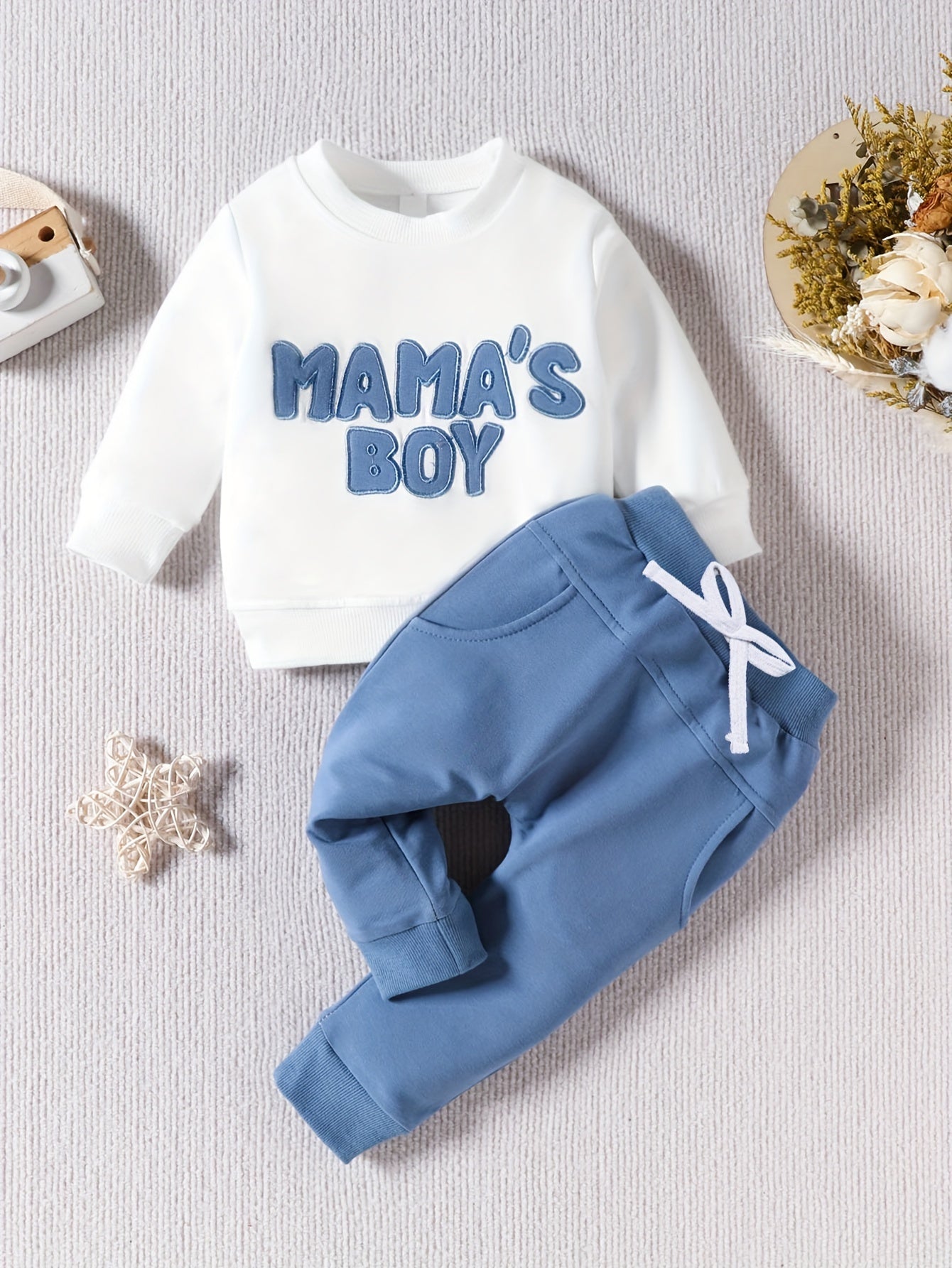 Toddler Baby Boy Clothes Mama's Boy Print Long Sleeve Set