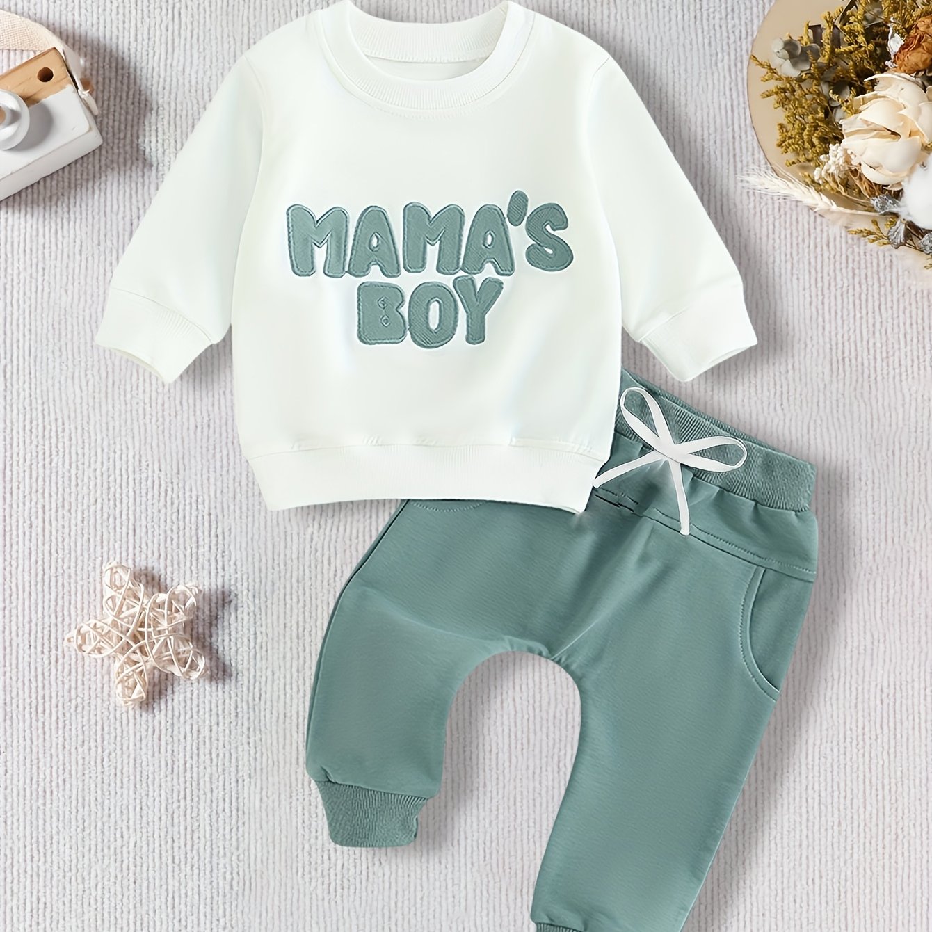 Toddler Baby Boy Clothes Mama's Boy Print Long Sleeve Set