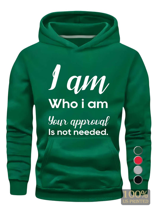 WHO I AM Young Man Hoodies Sweatshirt for Casual Wear