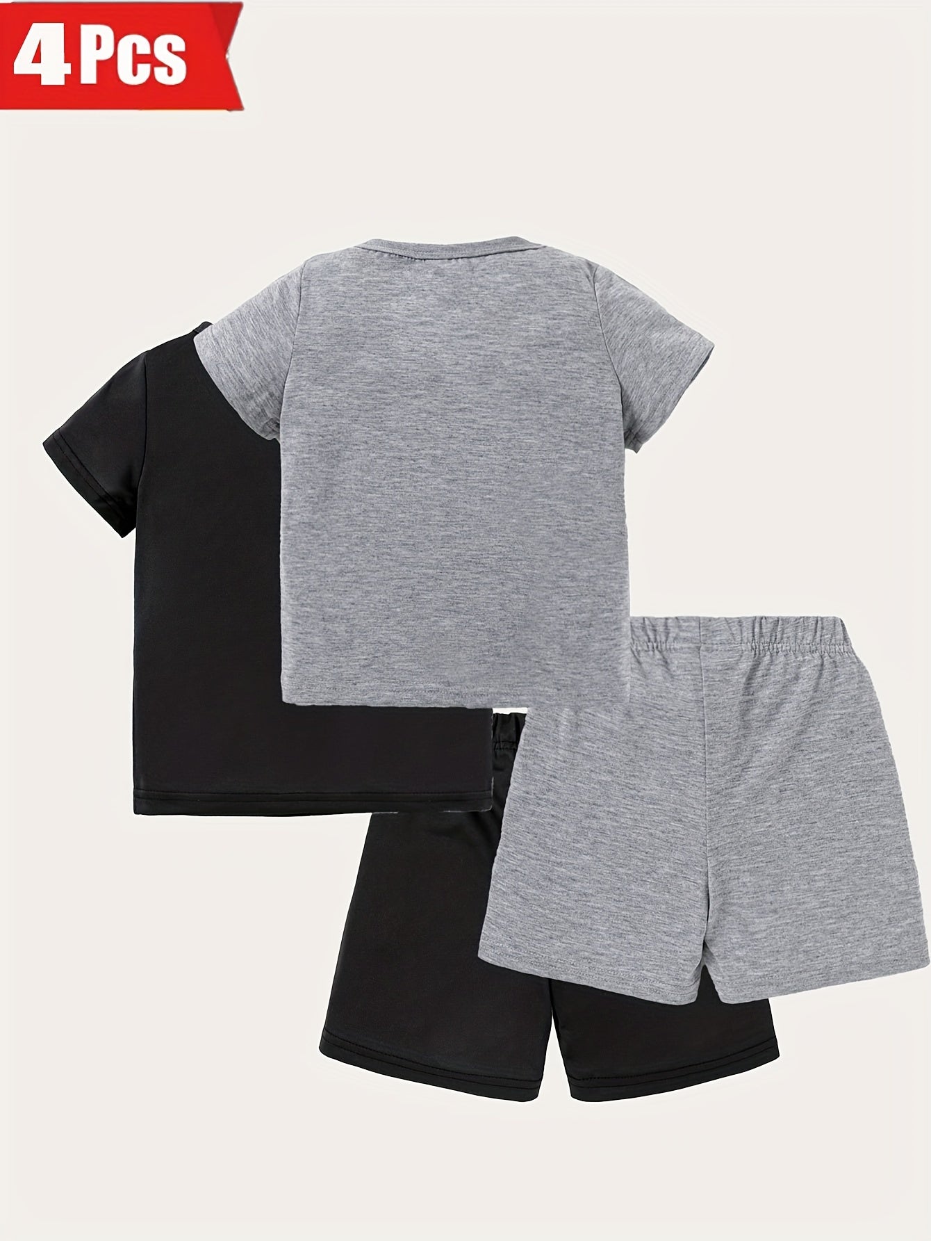 4PCS -  Boys' And Girls' Shirt and Shorts Set