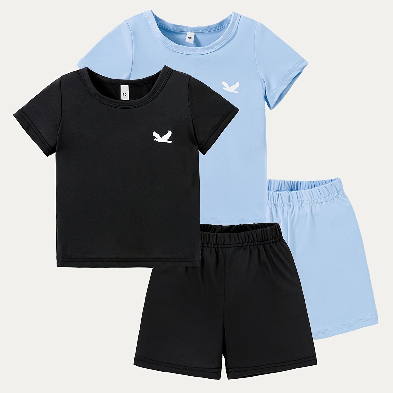 4PCS -  Boys' And Girls' Shirt and Shorts Set