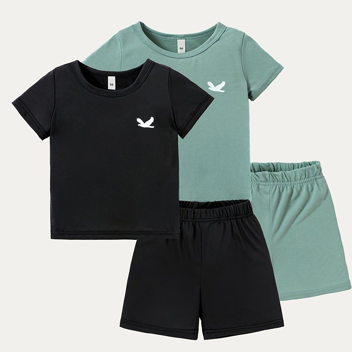 4PCS -  Boys' And Girls' Shirt and Shorts Set