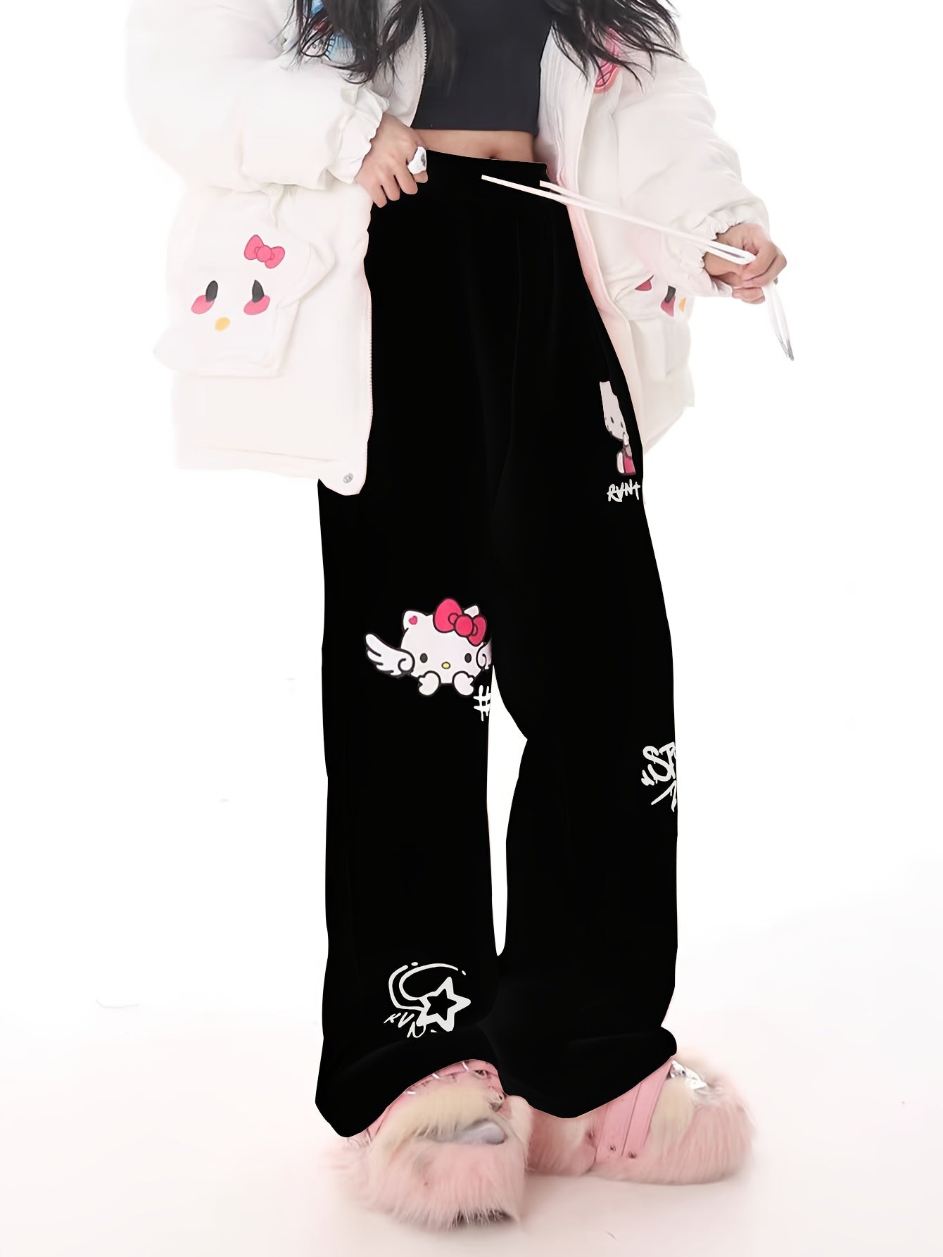 Comfy Polyester Hello Kitty & Friends Graphic Sweatpants