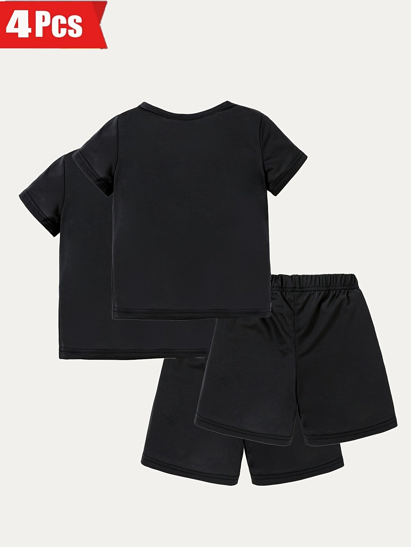 4PCS -  Boys' And Girls' Shirt and Shorts Set