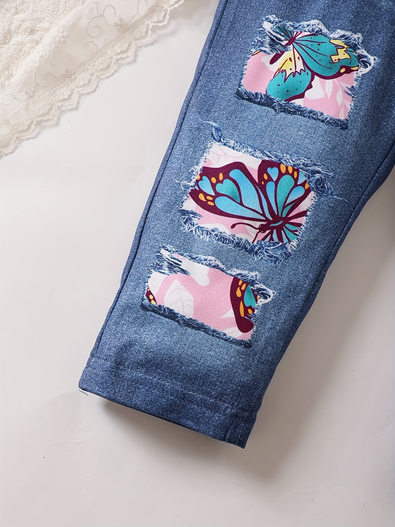 Toddler Baby Girl Winter Outfits Cute Butterfly Top Jeans Set