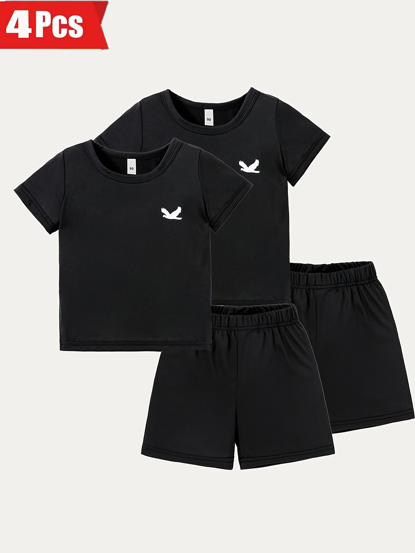 4PCS -  Boys' And Girls' Shirt and Shorts Set