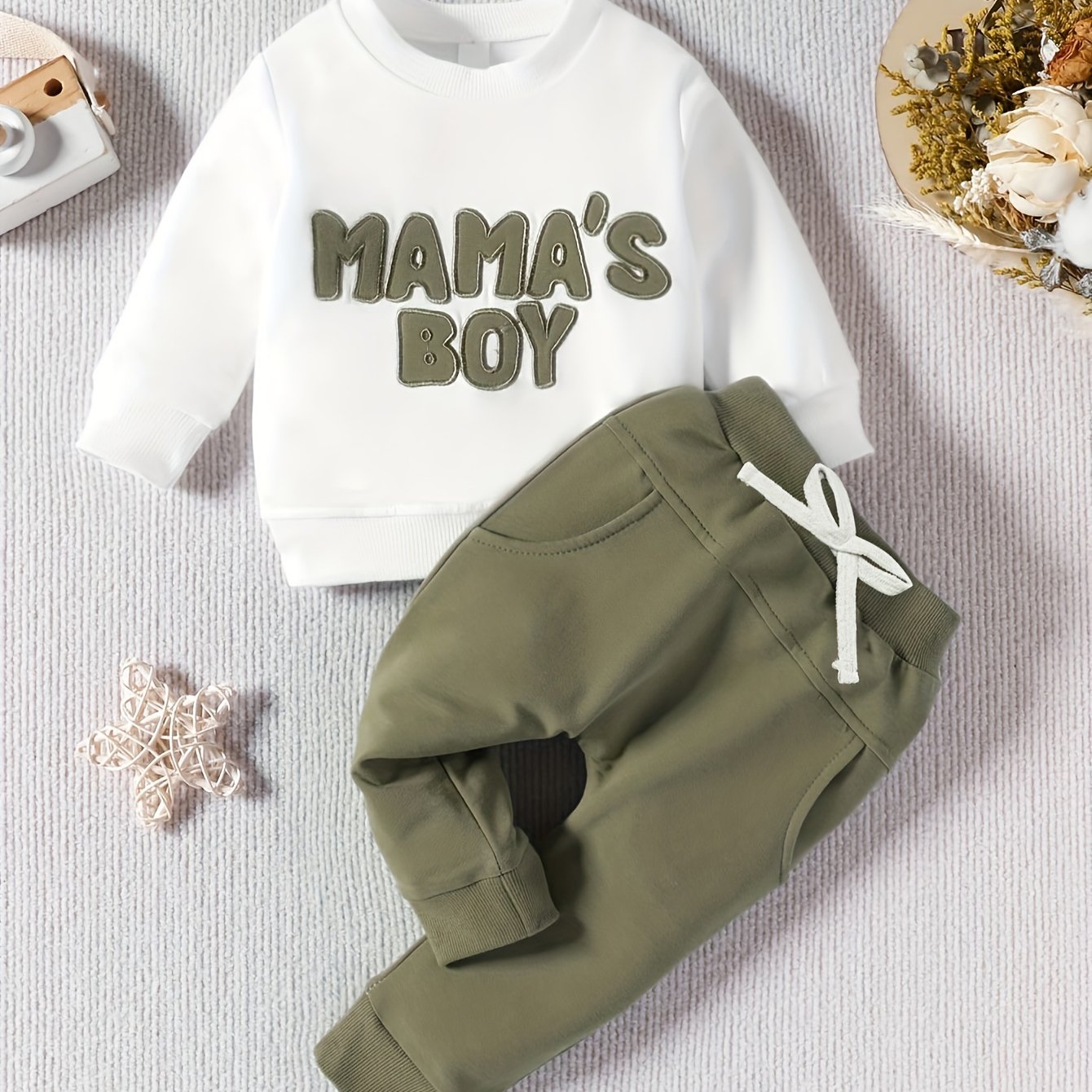 Toddler Baby Boy Clothes Mama's Boy Print Long Sleeve Set