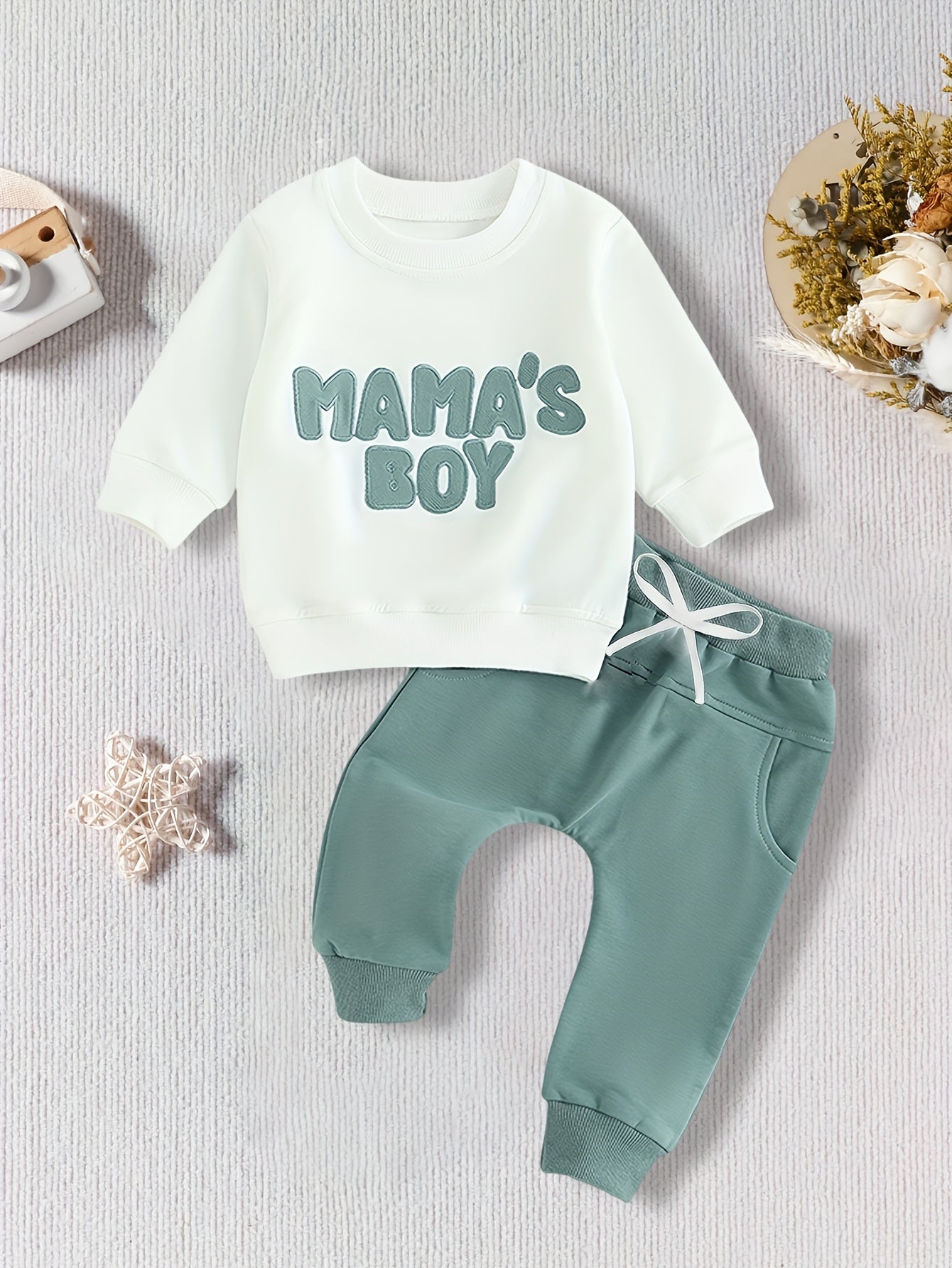 Toddler Baby Boy Clothes Mama's Boy Print Long Sleeve Set