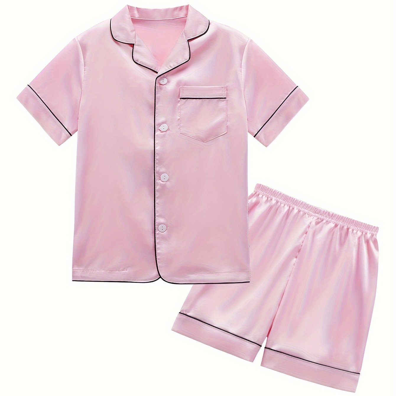 Girls Summer Outfit Solid Color T-Shirt Shorts Set 2pcs Clothes Set 4-14Y