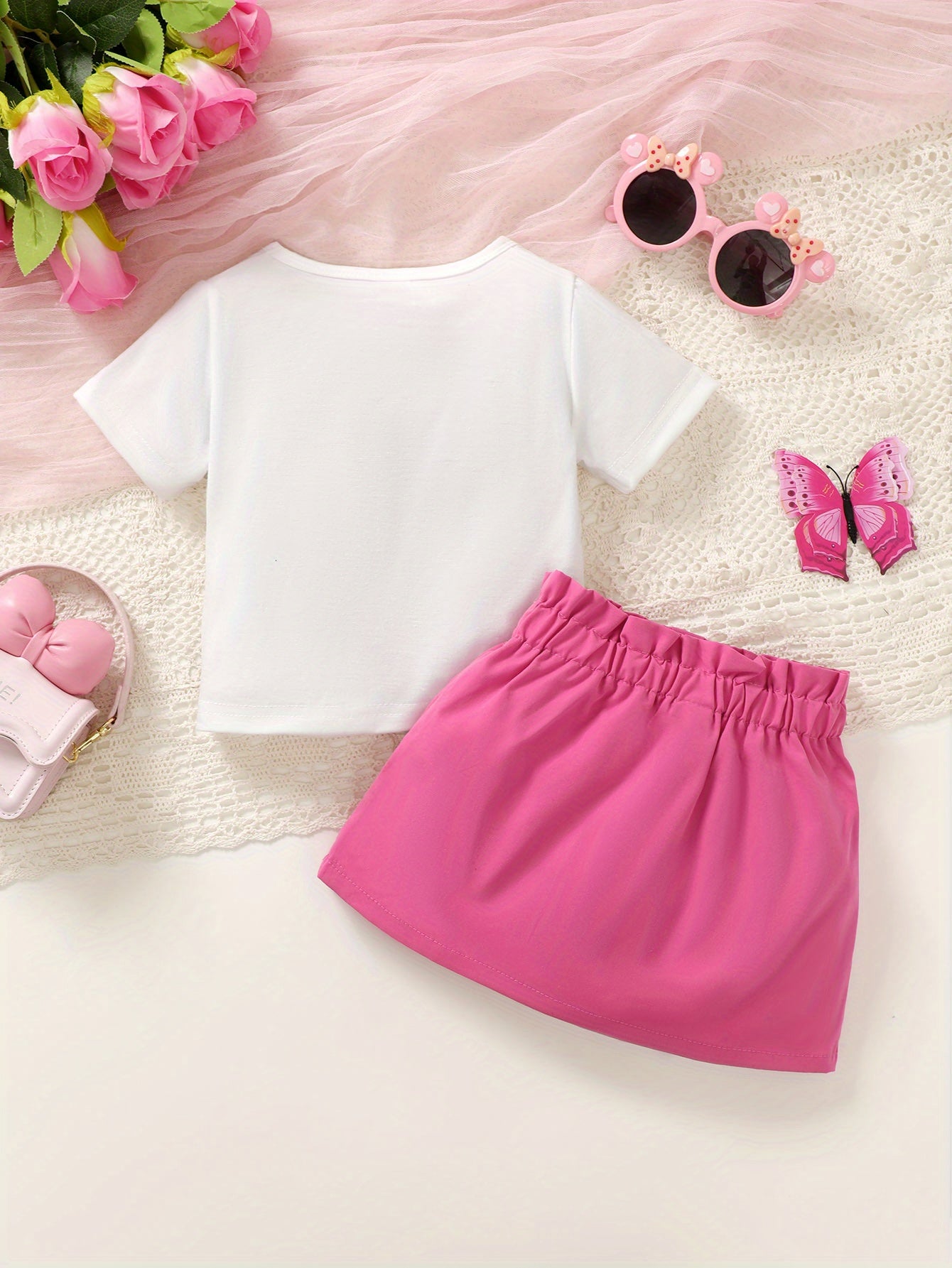 Sweet Cartoon Print Tee and Pencil Skirt 2pcs Set for Kids