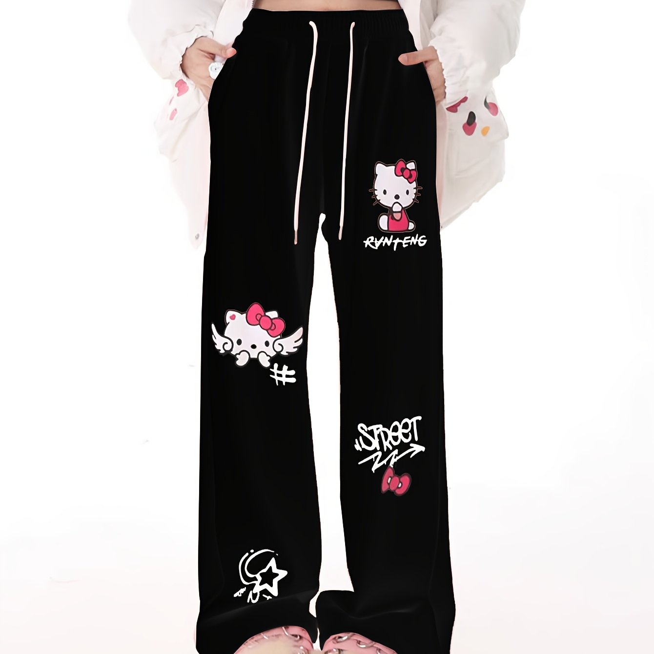 Comfy Polyester Hello Kitty & Friends Graphic Sweatpants