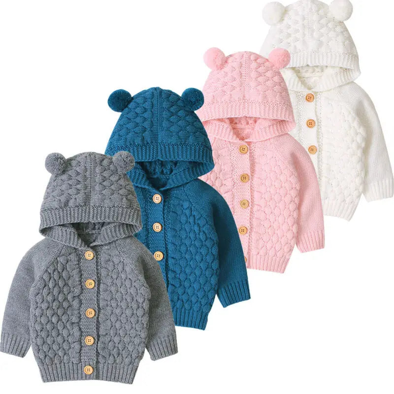 Citgeett Fall Autumn Winter Cute 3D Ear Toddler Boys Girls Knit Hooded Sweater Warm Coat Outerwear
