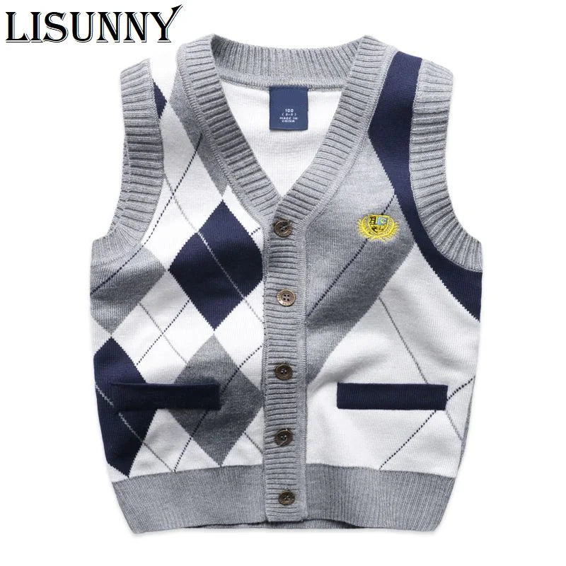 2025 Autumn Spring Kids Boy Sweater Vest Girl Clothing
