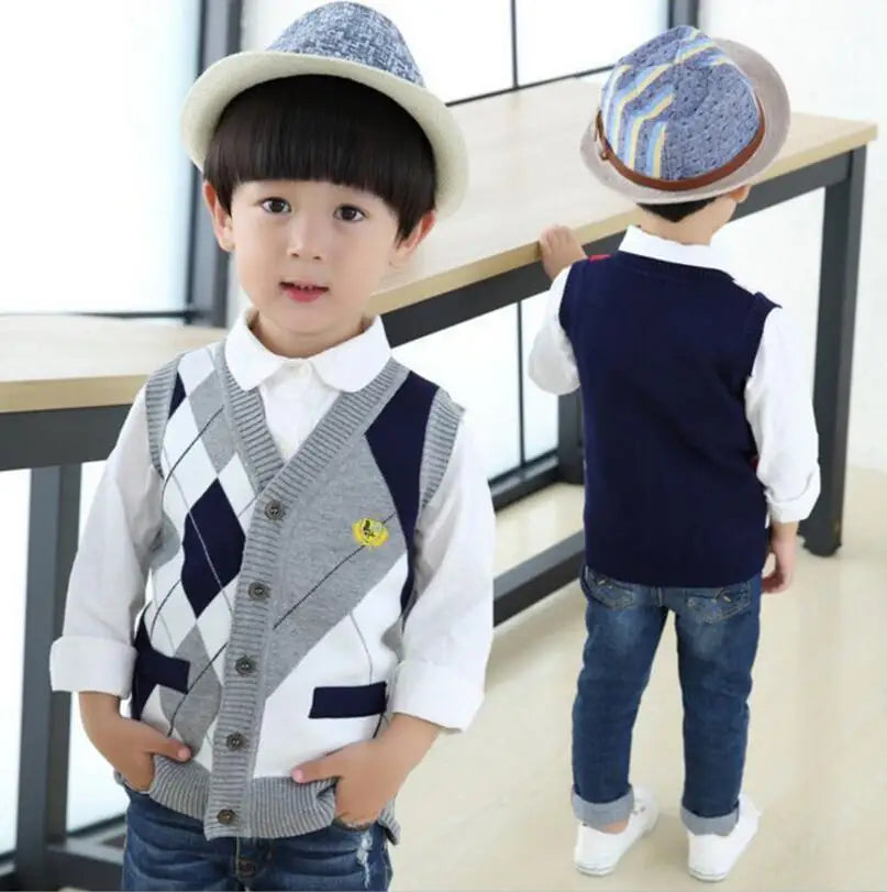 2025 Autumn Spring Kids Boy Sweater Vest Girl Clothing