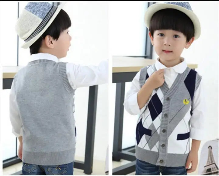 2025 Autumn Spring Kids Boy Sweater Vest Girl Clothing