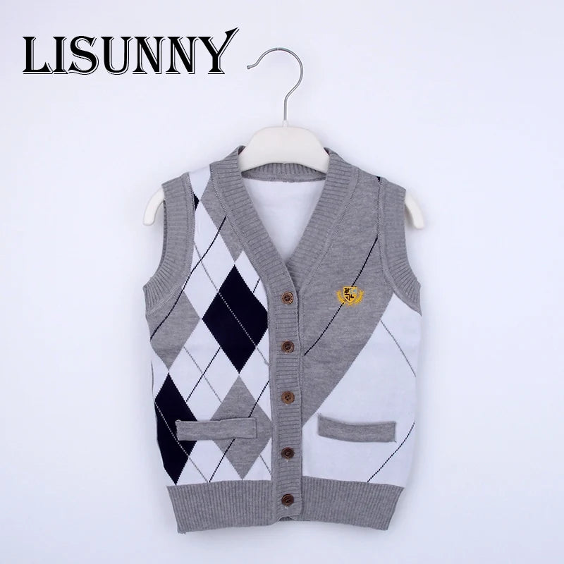 2025 Autumn Spring Kids Boy Sweater Vest Girl Clothing