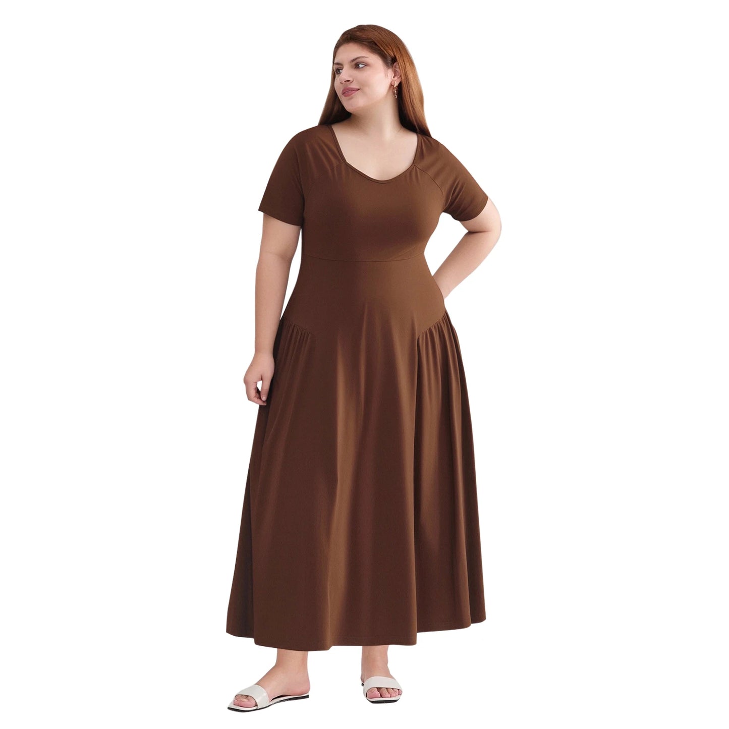 Women Plus Size Floral Print Maxi Dress Off Shoulder Ruffle Detail Elastic Waist Comfort