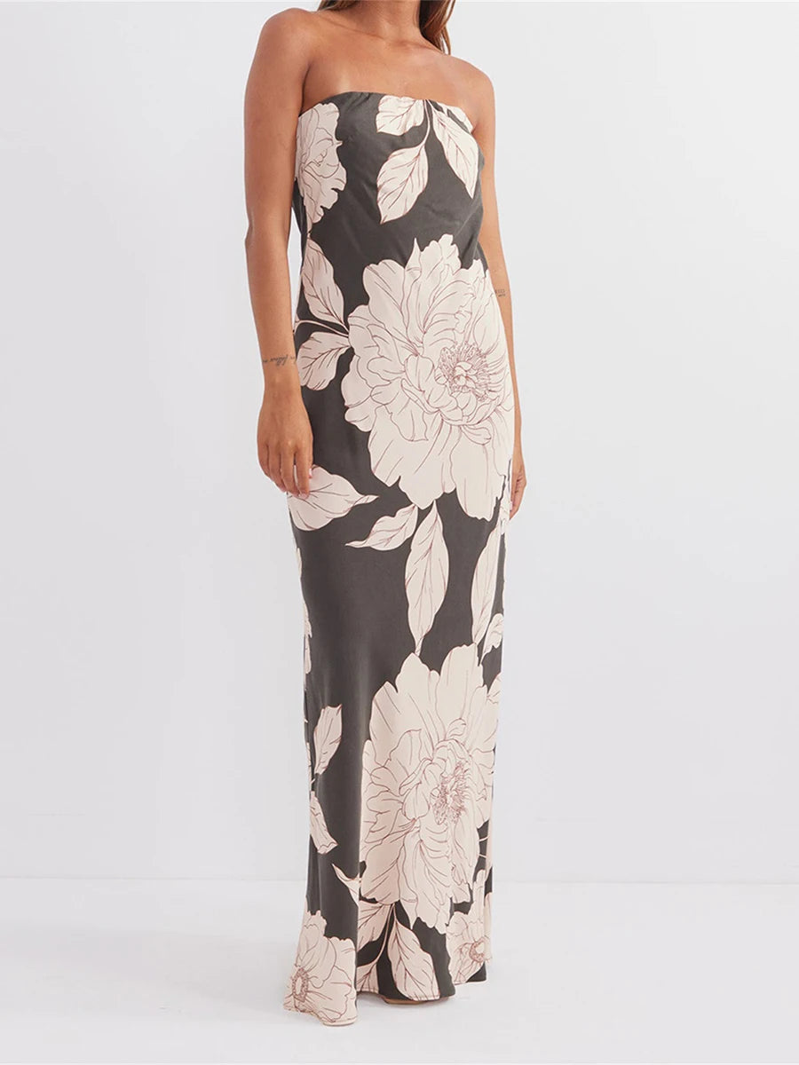 Elegant Off-Shoulder Maxi Dress with Ruffle Detail for Women