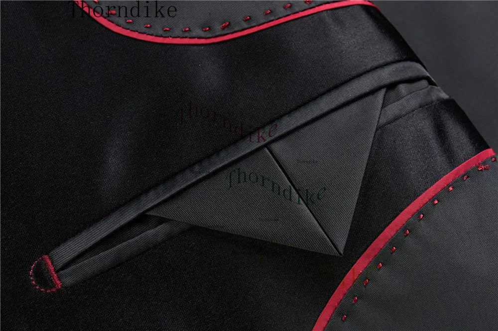 Thorndike 2023 New Design Burgundy Suits for Men 2 Piece Blazer Set Casual Double Breasted Travel Wear Jacket and Pant