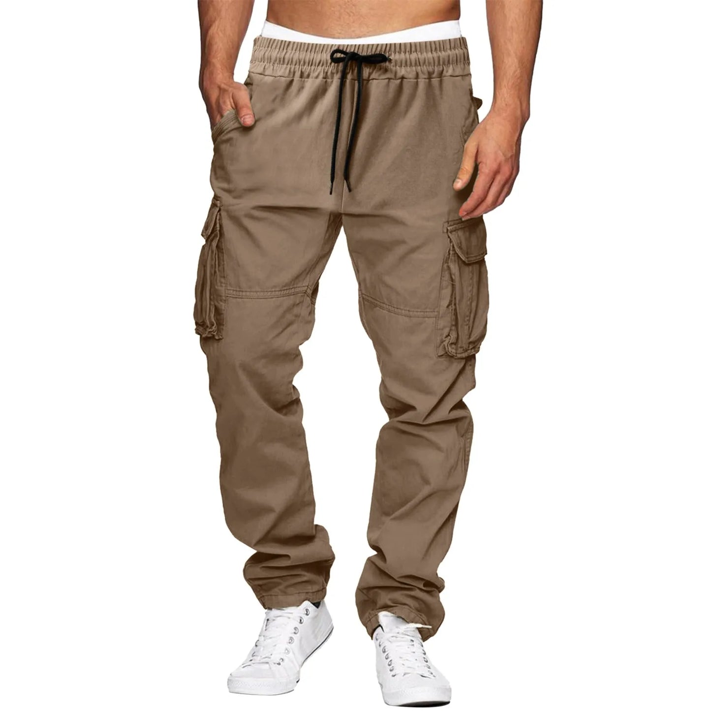 Men's Sport Casual Long Pants Fashion Multi Pockets Drawstring Baggy Harem Trousers Streetwear High Waist Sweatpants Plus Size