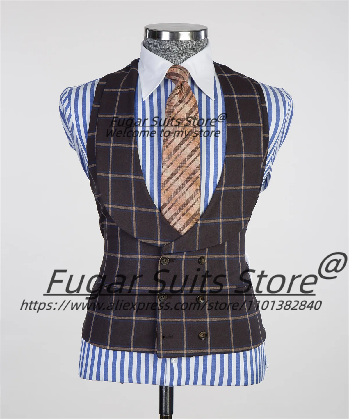 British Style Business Plaid Men's Suit Office Work Slim Fit Peak Blazer 3 Piece Set Classic Tuxedo Ropa Hombre