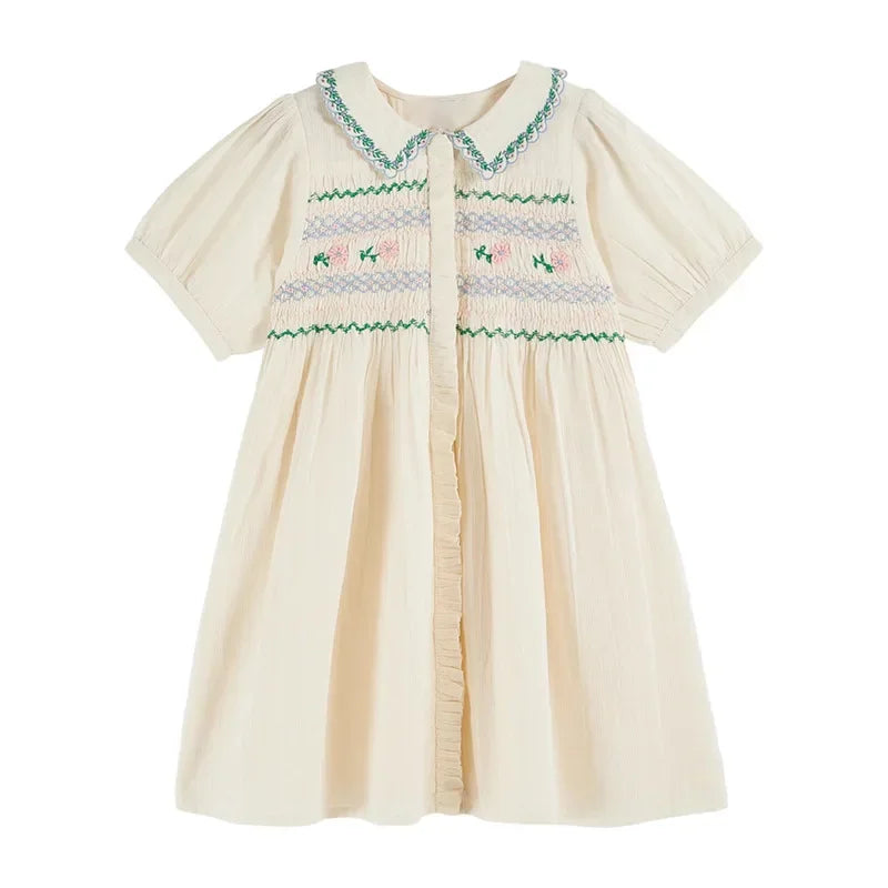 Children's Dress 2025 Summer EM Girls Pastoral Style Dress