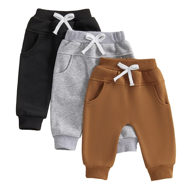 Infant Boys Jogger Pants 3 Pack Soft Cotton Blend Trousers