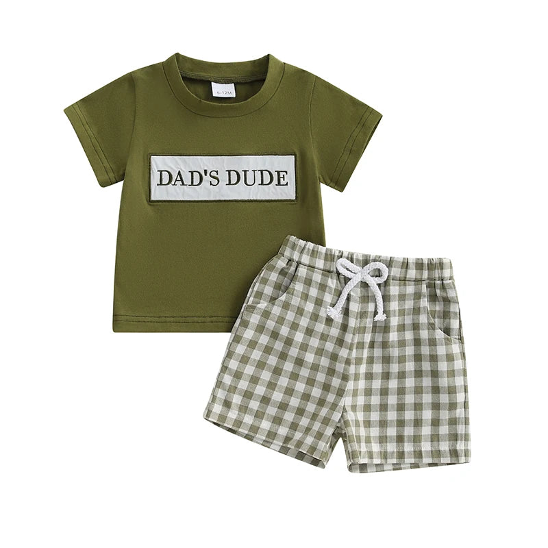 Infant Boy s Casual Outfit with Embroidered T-shirt Set