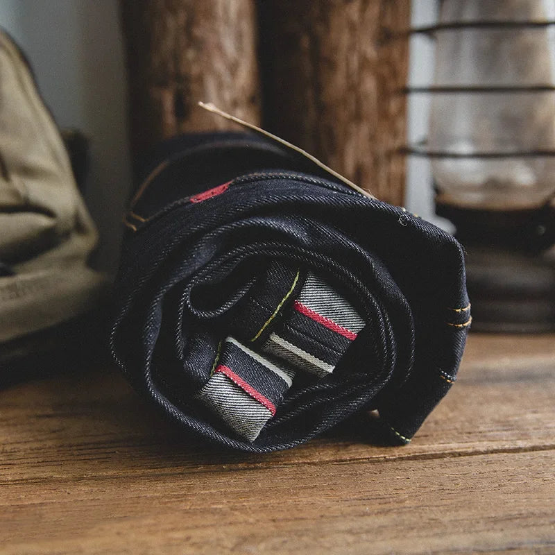 Maden Retro 14.5OZ Selvage Denim Jeans for Men Mid Waisted Regular Fit Straight Pants with YKK Zipper Size 28 to 38