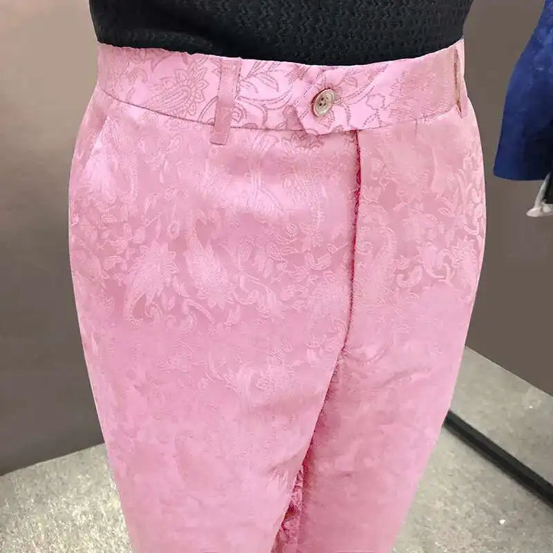 British Style Jacquard Suit Pants for Men 2023 Formal Trousers Wedding Casual Pants