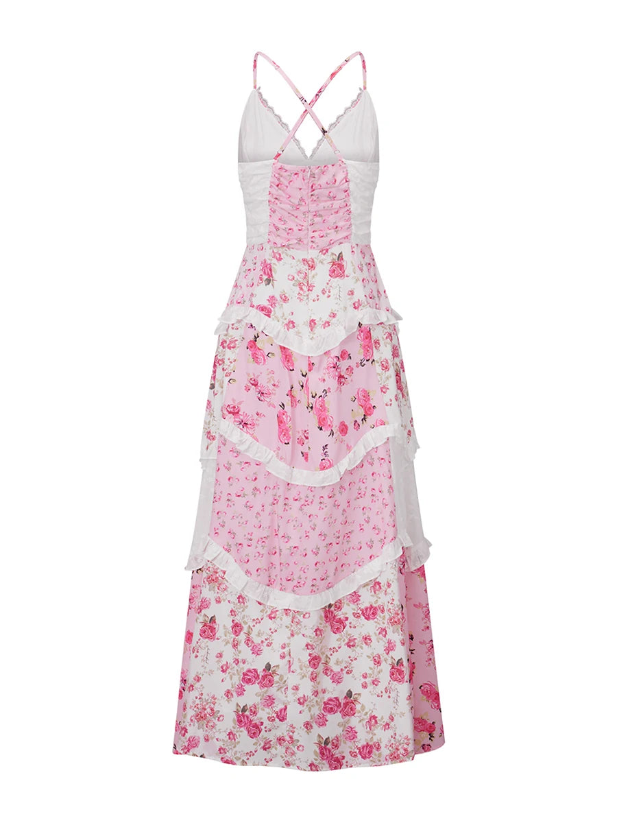 Elegant Boho Chic Maxi Dress with Floral Print for Summer