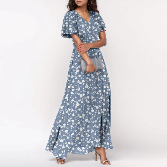2025 Summer Dresses For Women Casual Short Sleeve Maxi Dresses Cute Floral Maxi Dress Evening Party Wedding Guest Dresses