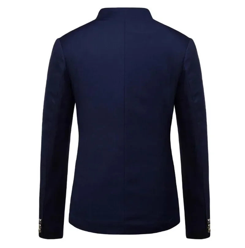 2025 Spring New Fashion Men's Sports Coat Chinese Slim Fit Stand Up Collar Solid Color Suit Jacket