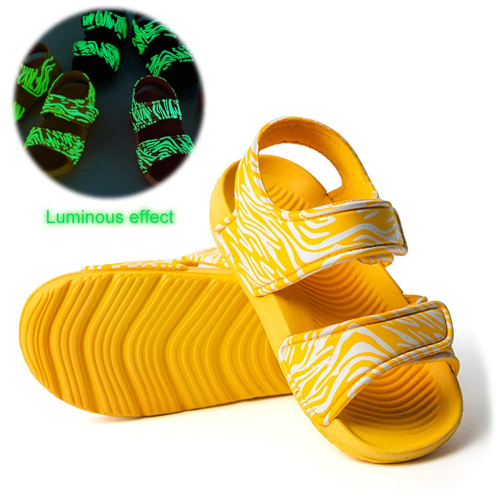Toddler Boys Girls Luminous Water Sandals Adjustable Straps Open Toe Sport Sandals Summer Shoes