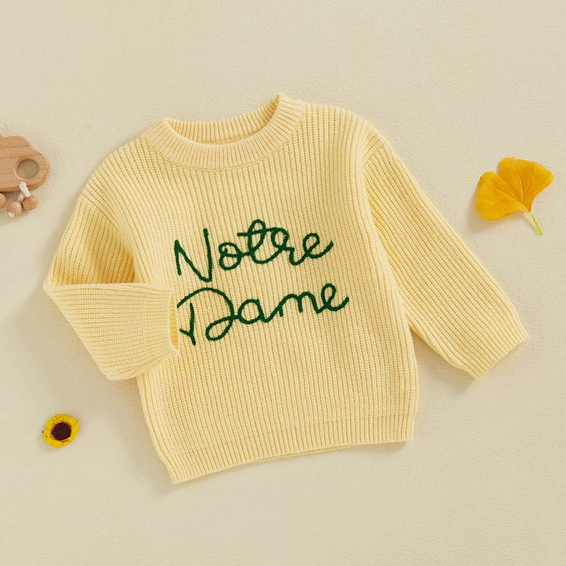 Lioraitiin Toddler Kids Baby Boys Fall Sweater Two Colors Long Sleeve Crew Neck Knitwear Pullover