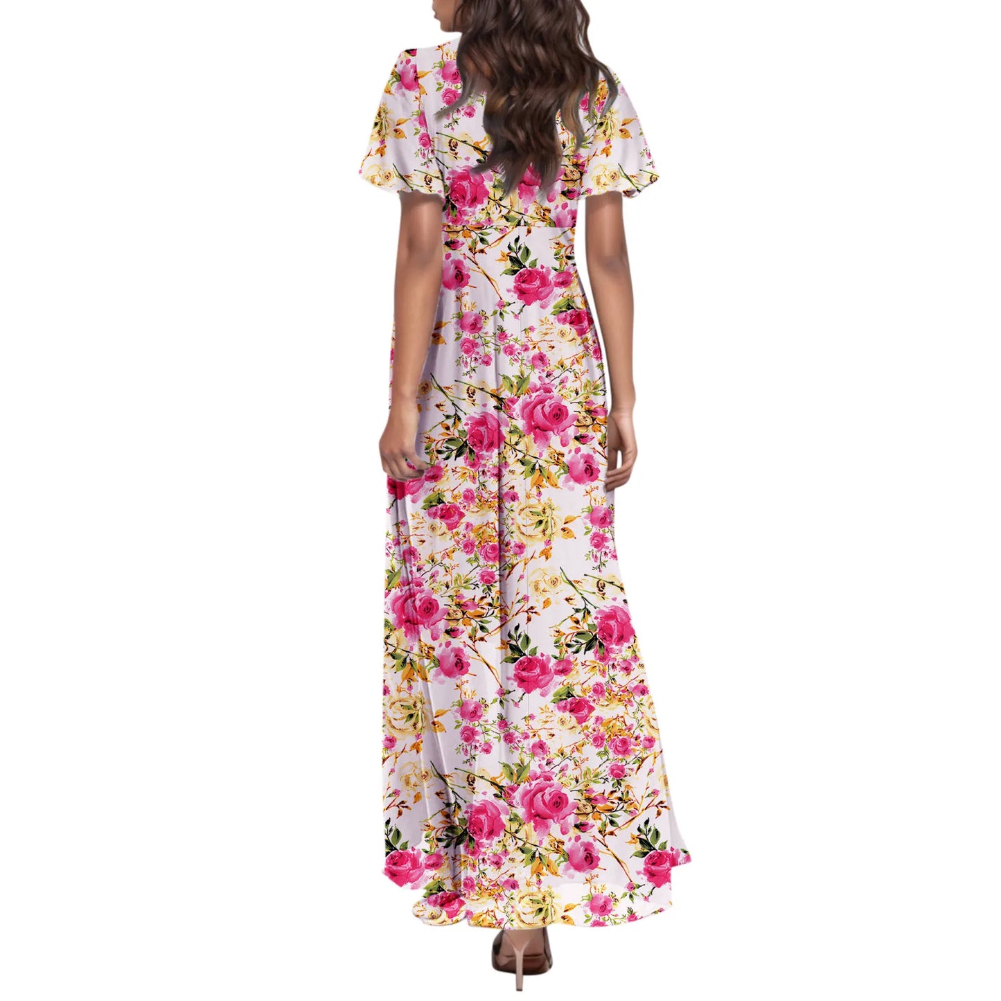 2025 Summer Dresses For Women Casual Short Sleeve Maxi Dresses Cute Floral Maxi Dress Evening Party Wedding Guest Dresses