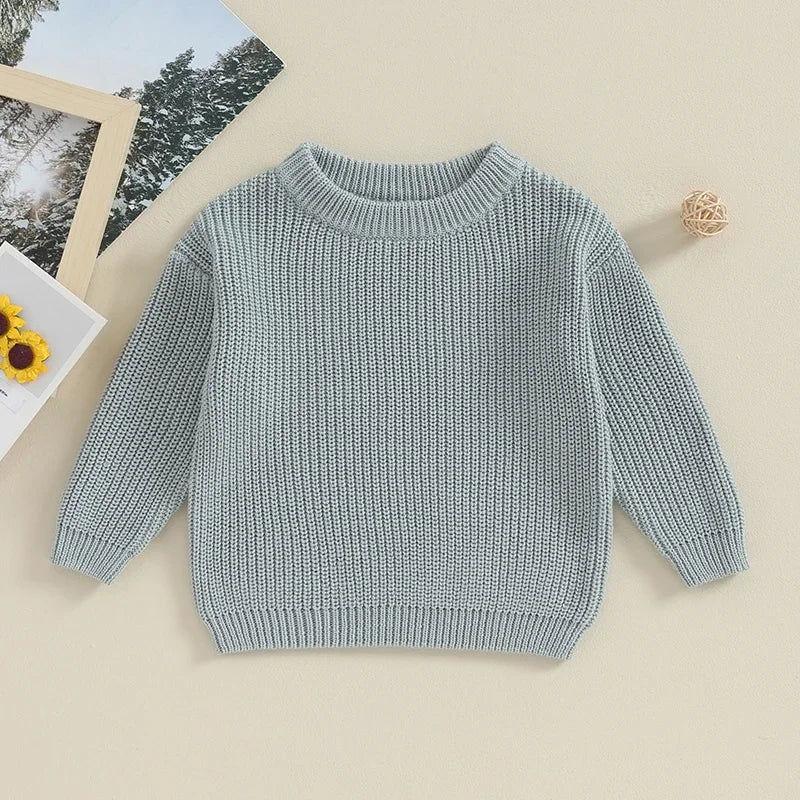 Lioraitiin Toddler Baby Knit Sweater Round Neck Long Sleeve Pullover Sweatshirt for Fall and Winter
