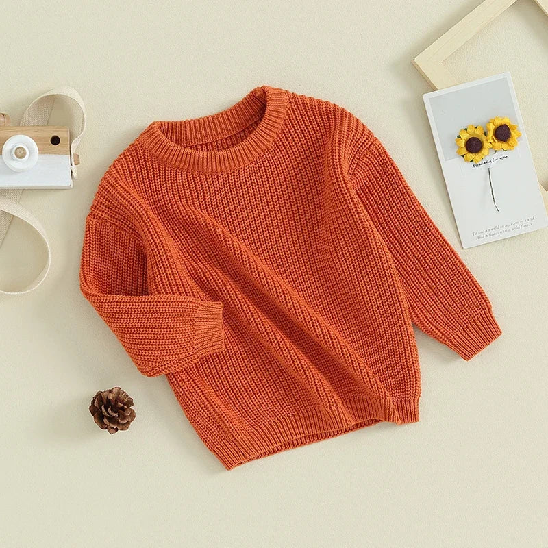 Lioraitiin Toddler Baby Knit Sweater Round Neck Long Sleeve Pullover Sweatshirt for Fall and Winter