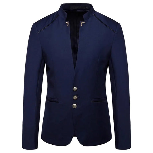 2025 Spring New Fashion Men's Sports Coat Chinese Slim Fit Stand Up Collar Solid Color Suit Jacket