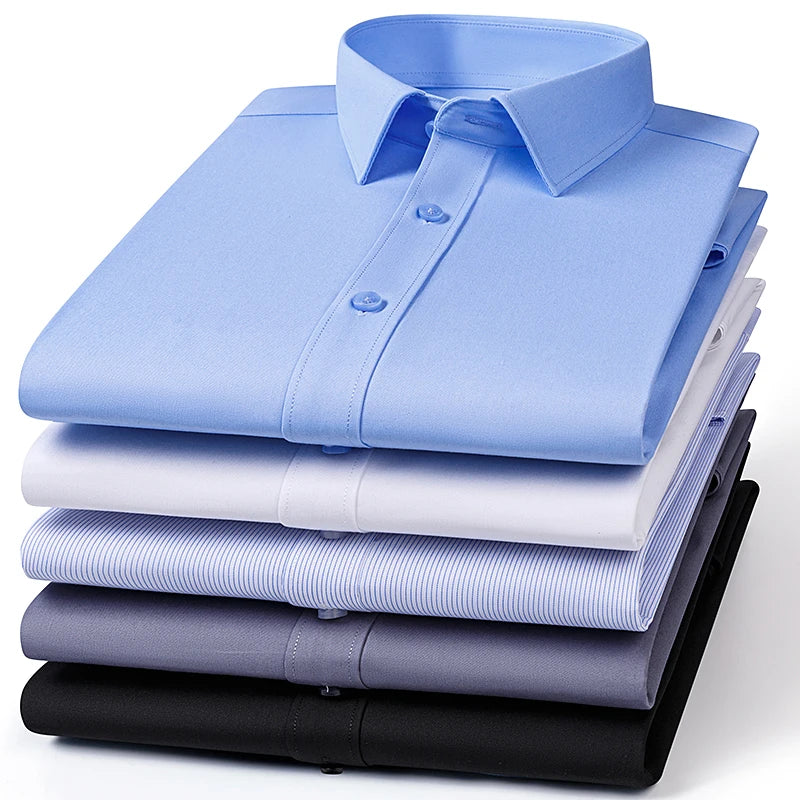 High Quality Bamboo Fiber Men's Short Sleeved Shirt Summer Cool Breathable Fit No Ironing Business Social Top S-6XL 7XL 8XL