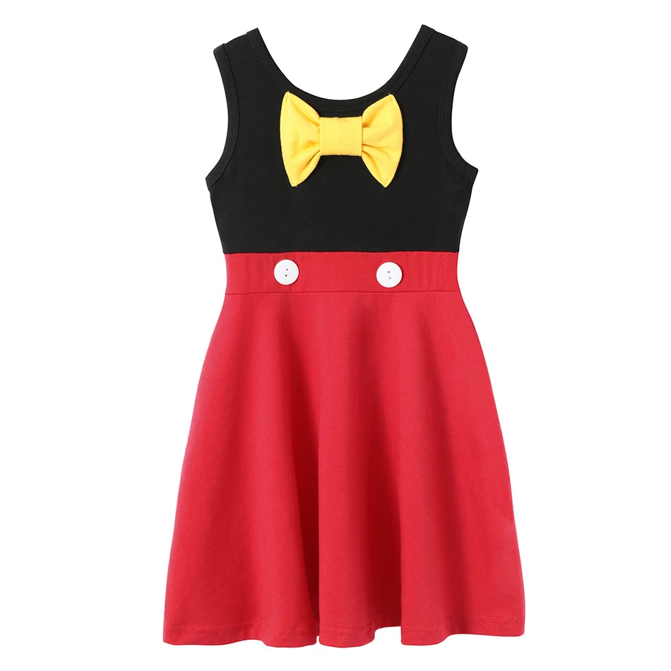 Children's Summer Casual Daily Dress Patchwork Cowboy Butterfly Floral Design Fashion Girls Dress